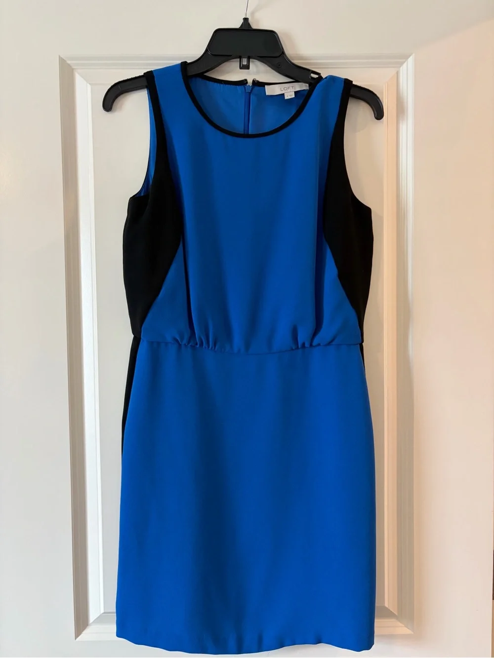 LOFT Royal Blue and Black Colorbock Sleeveless Sheath Dress
